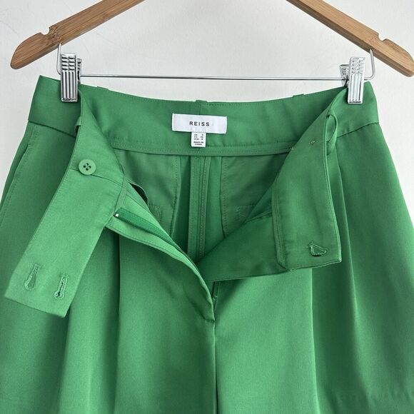 REISS Shorts Womens 4 US Green High Waist Pleated Sofie Old Money Quiet Luxury - Picture 5 of 15